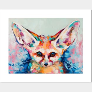 Conceptual abstract painting of a fennec muzzle. Posters and Art